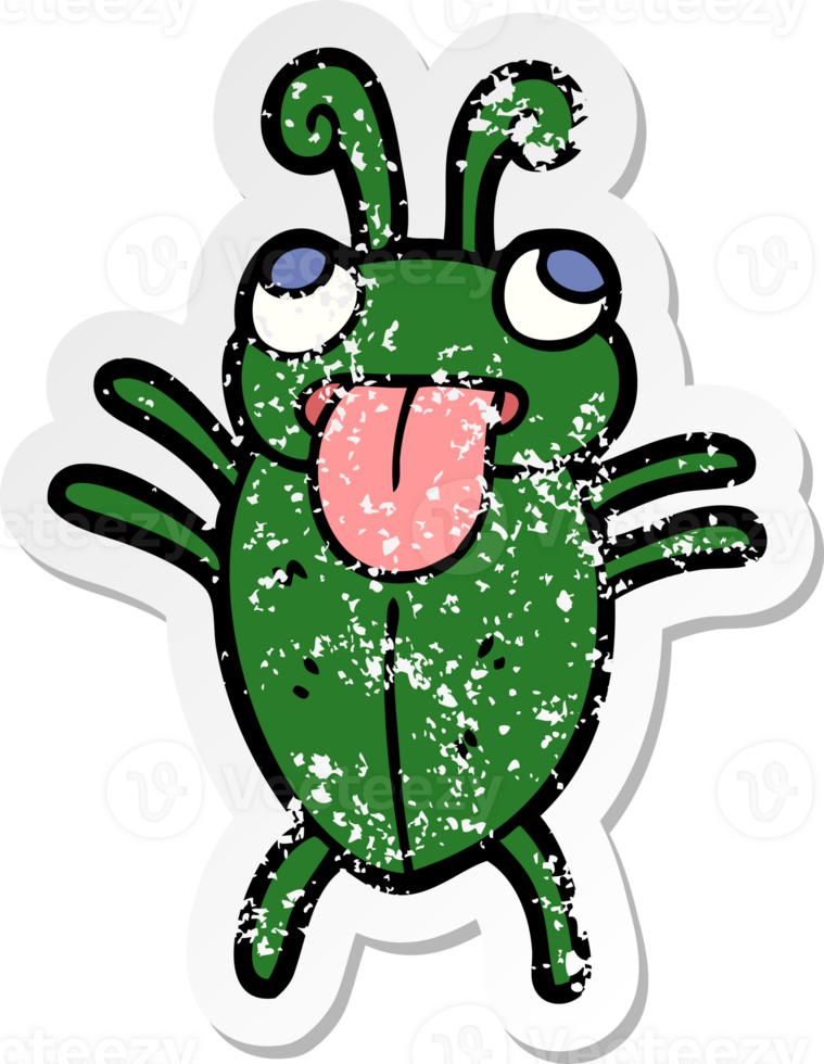 distressed sticker of a funny cartoon bug png