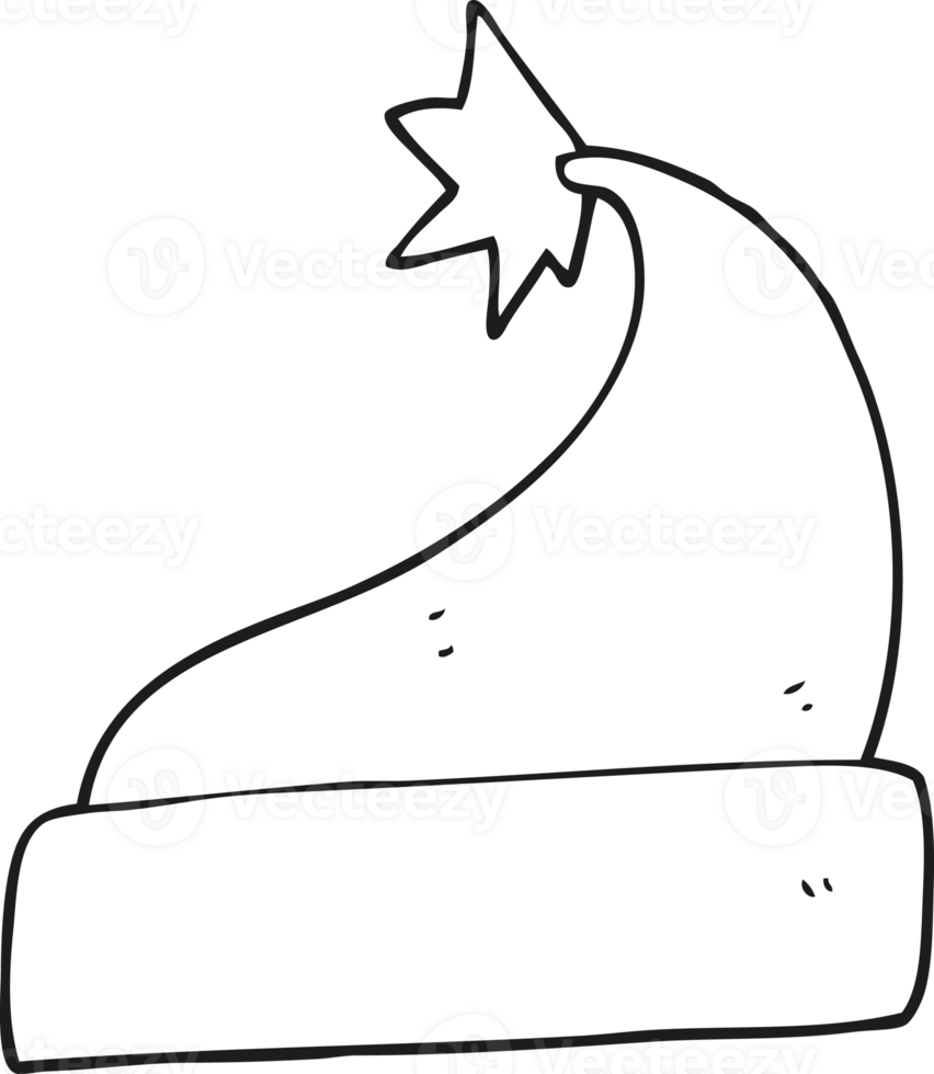 drawn black and white cartoon christmas hat png