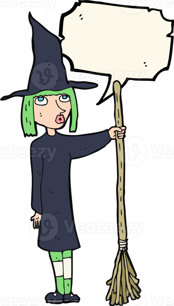 cartoon witch with speech bubble png