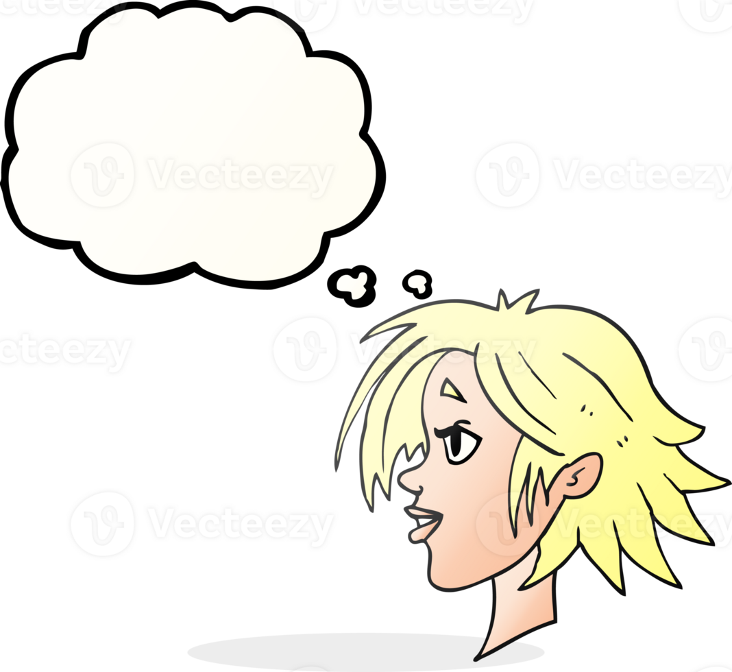 drawn thought bubble cartoon happy female face png