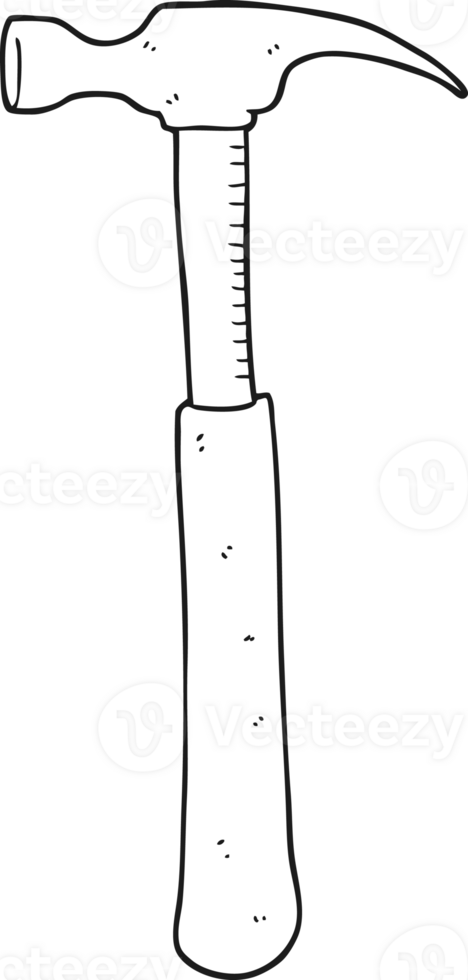 drawn black and white cartoon hammer png