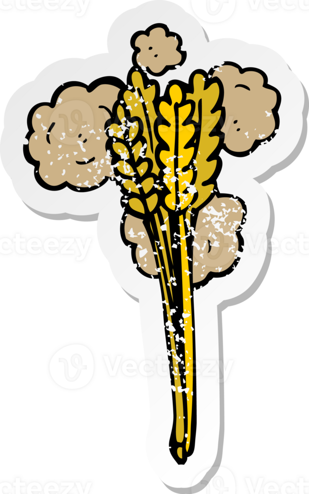 retro distressed sticker of a cartoon straw png