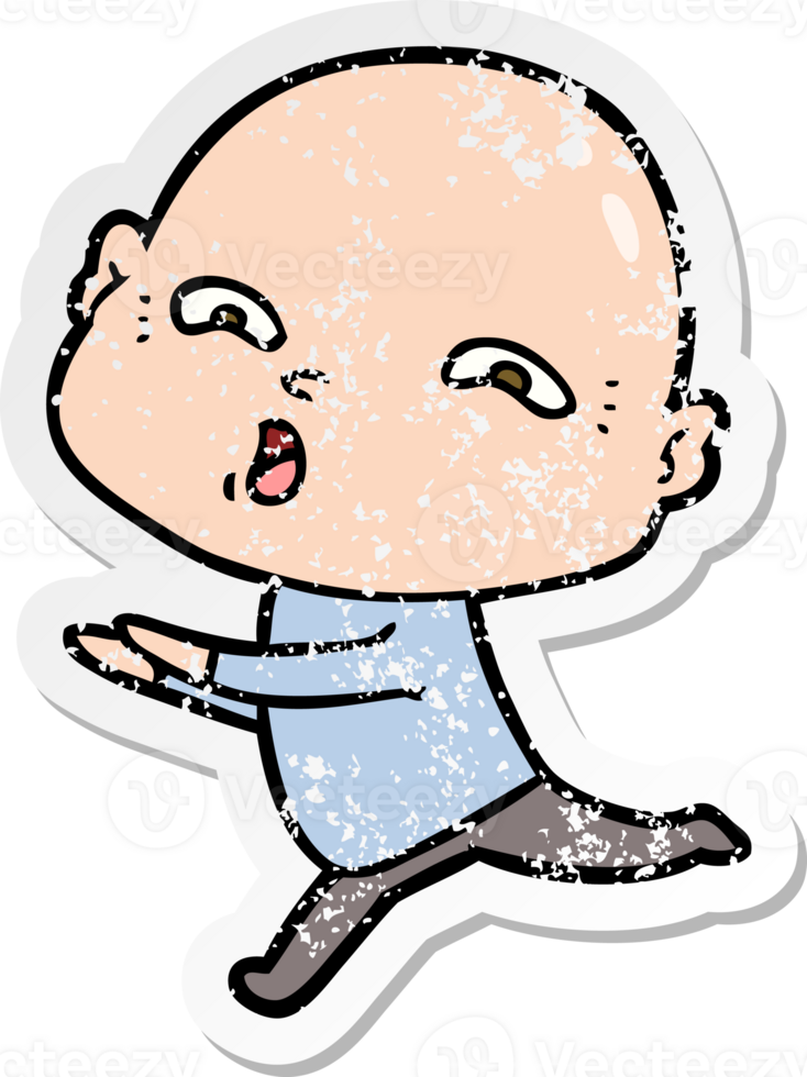 distressed sticker of a cartoon nervous man png