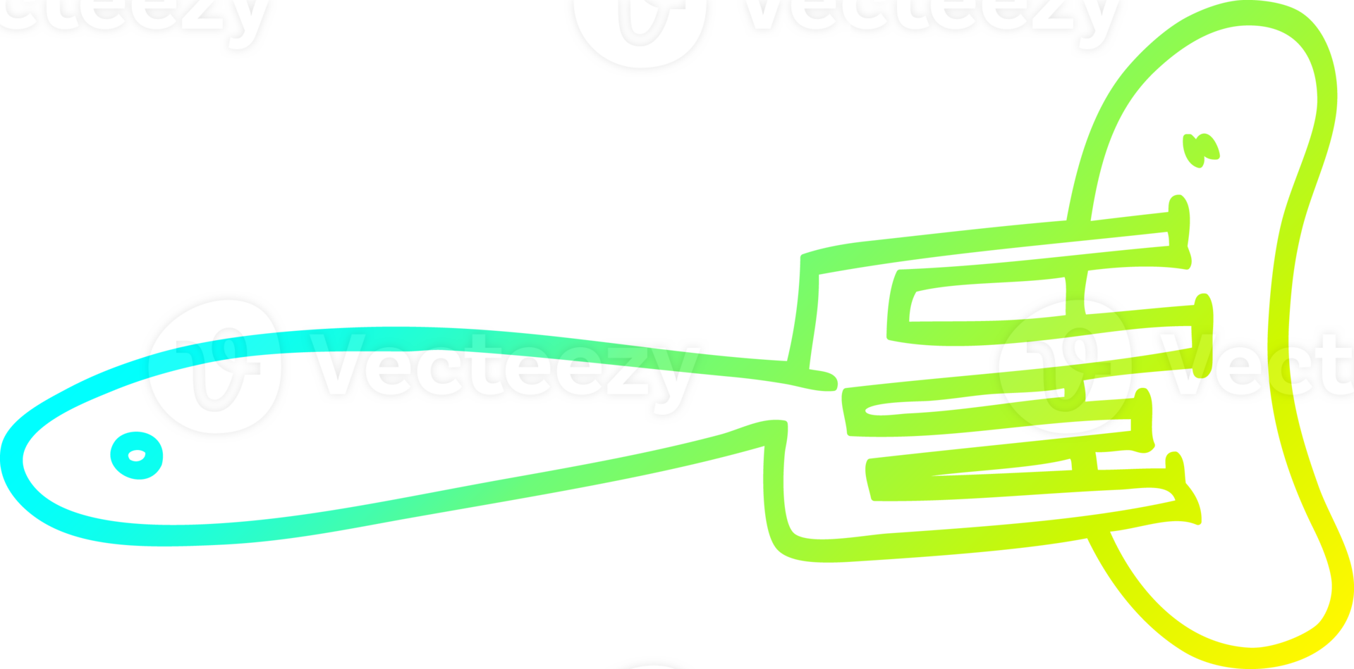cold gradient line drawing of a cartoon sausage on fork png
