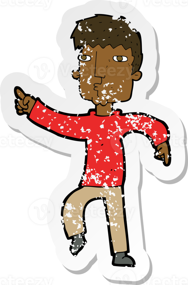 retro distressed sticker of a cartoon dancing man png