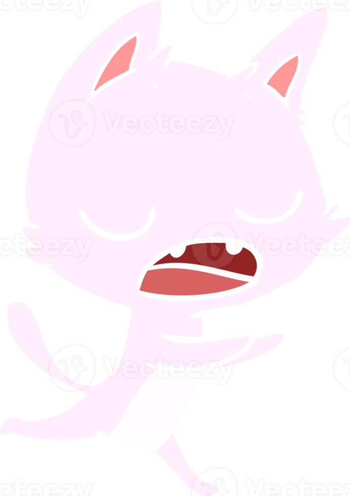 talking cat flat color style cartoon png