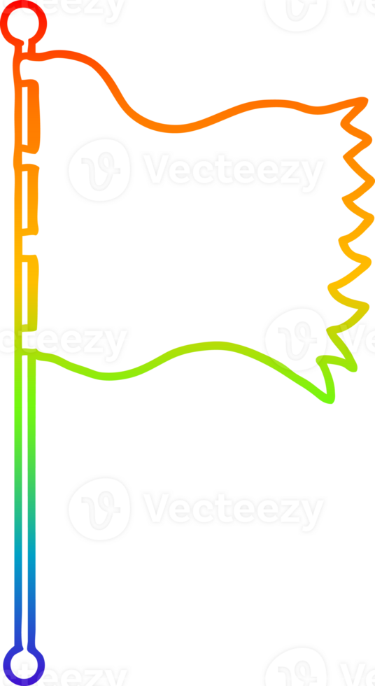 rainbow gradient line drawing of a cartoon waving flag png