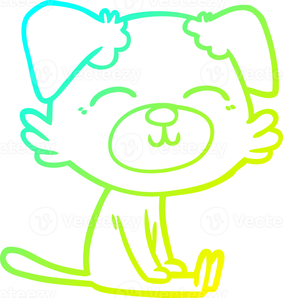 cold gradient line drawing of a cartoon dog png