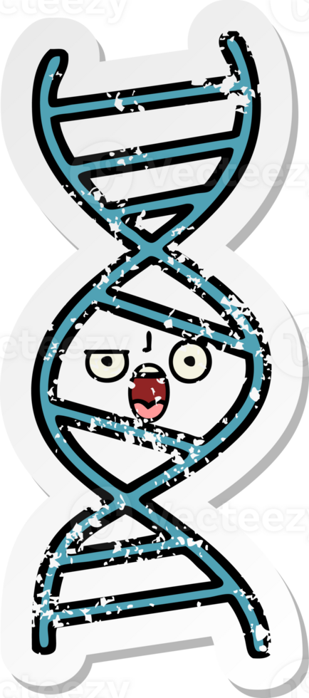 distressed sticker of a cute cartoon DNA strand png