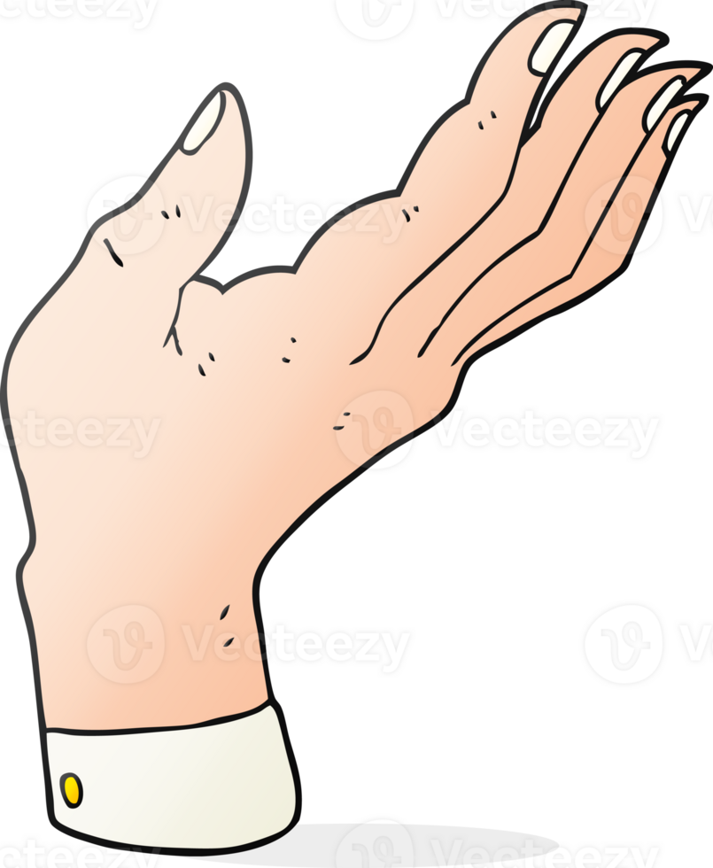 drawn cartoon open hand raised palm up png