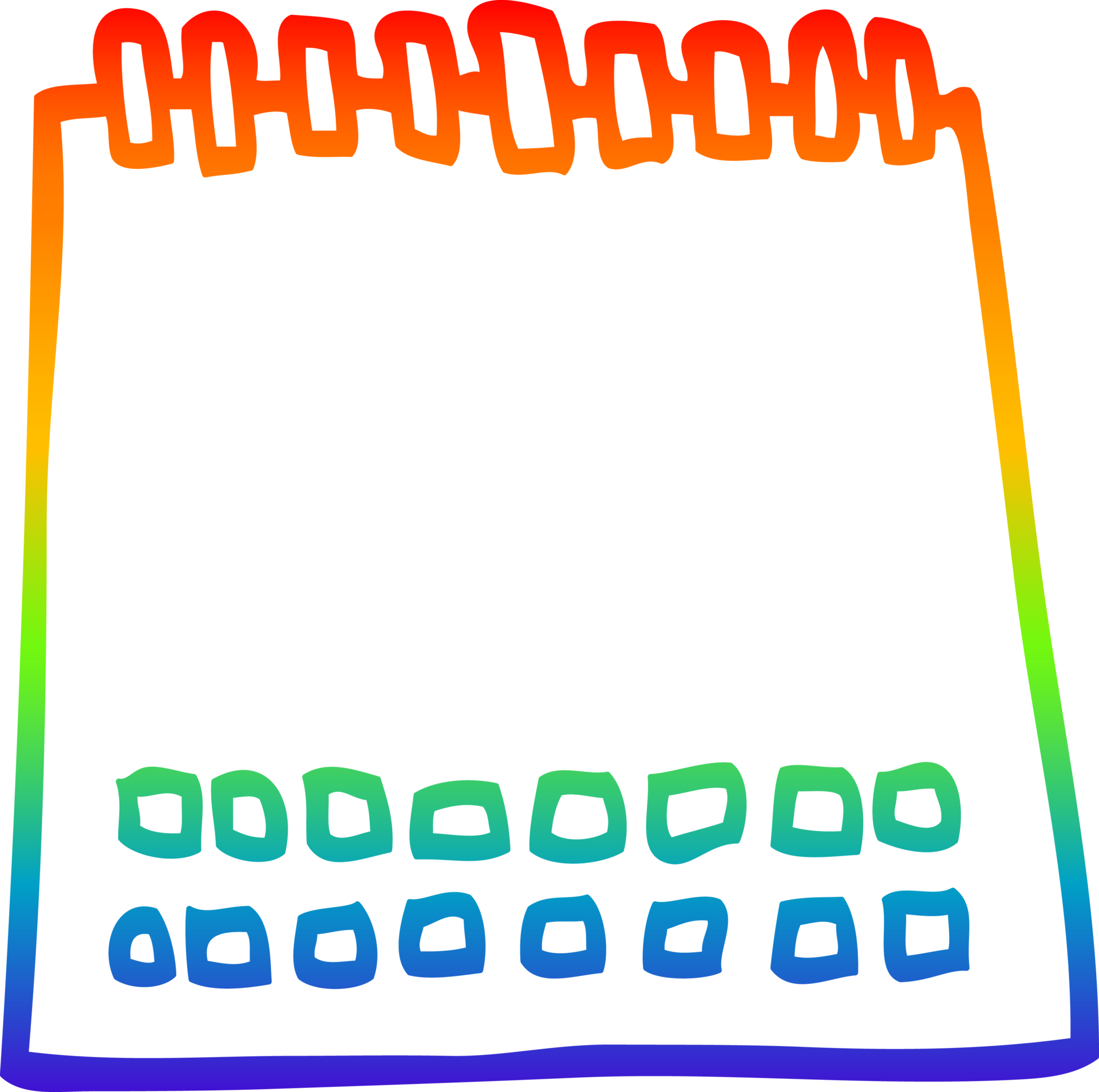 rainbow gradient line drawing of a cartoon blank calendar 45298655 PNG