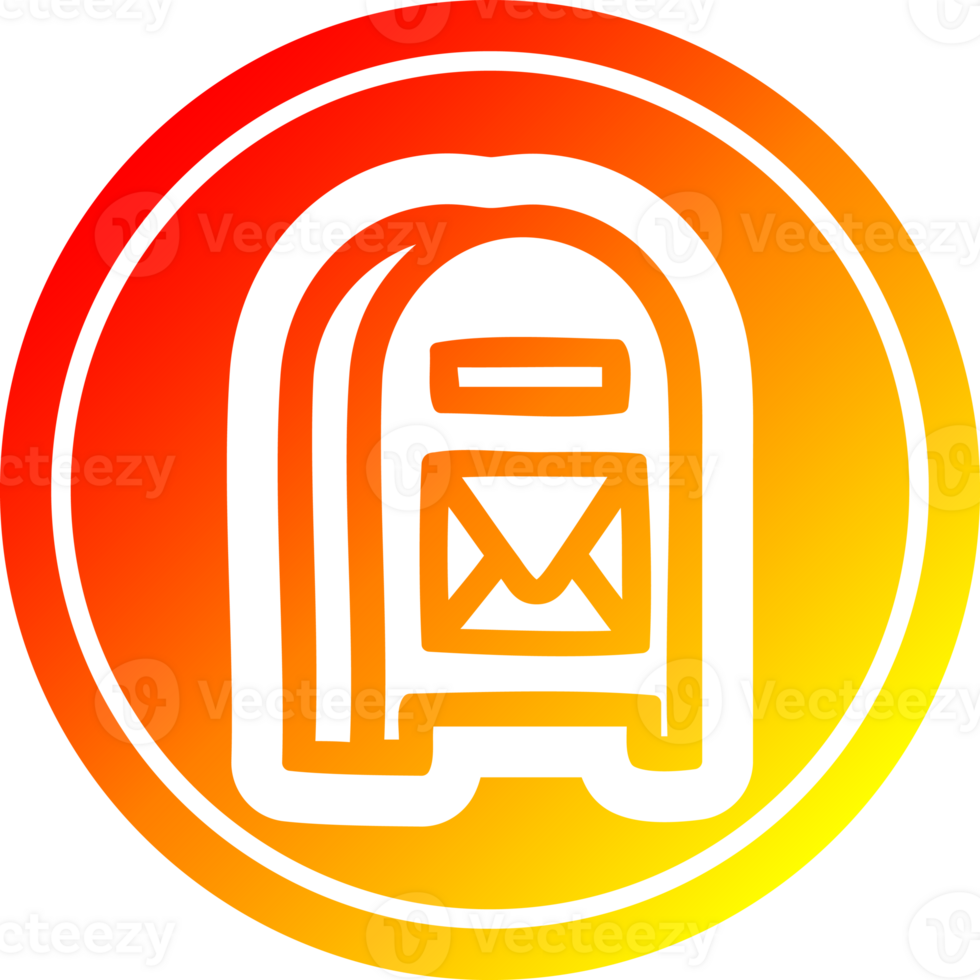 mail box circular icon with warm gradient finish png