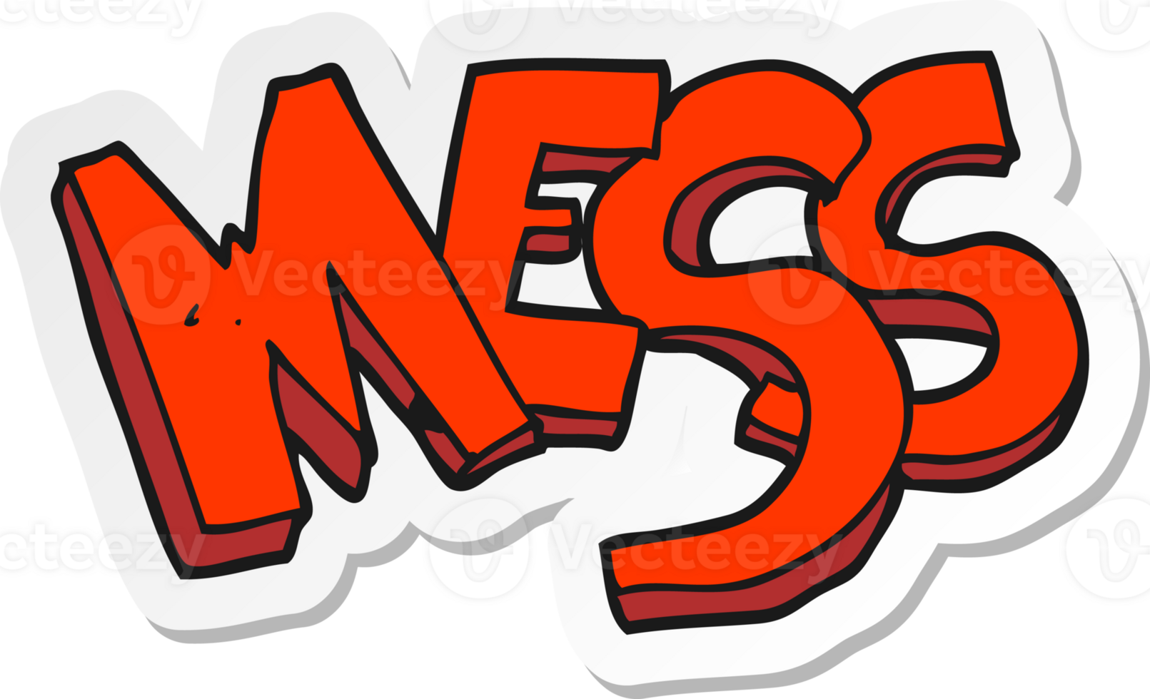 sticker of a cartoon mess png