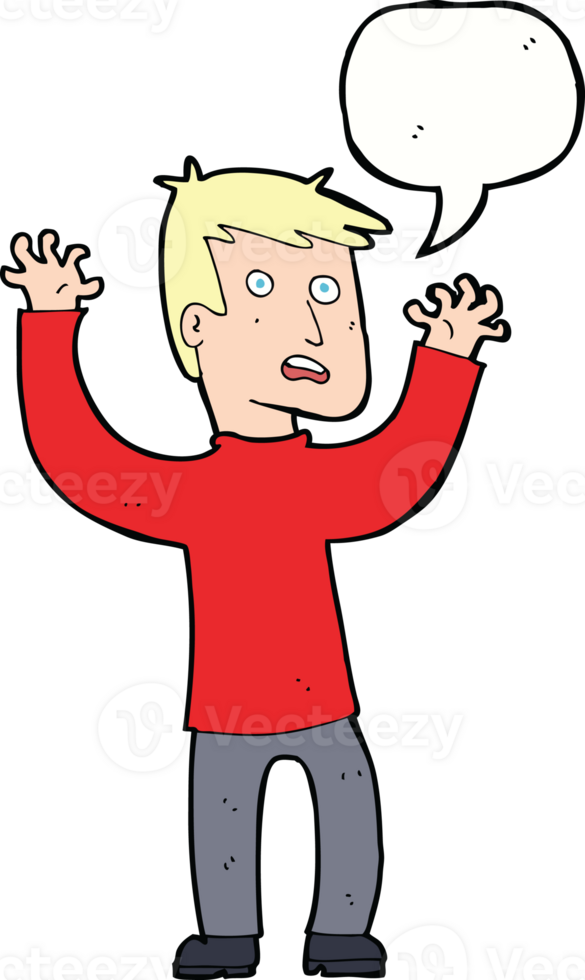 cartoon terrified man with speech bubble png