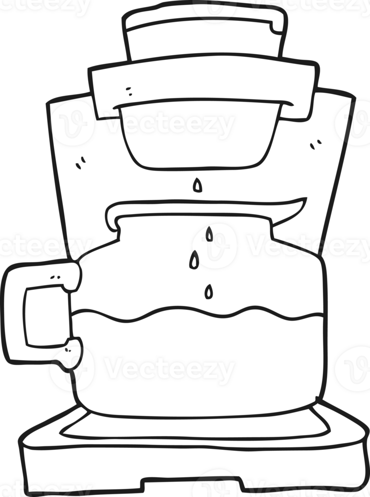 drawn black and white cartoon coffee maker png