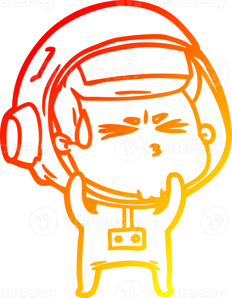 warm gradient line drawing of a cartoon stressed astronaut png