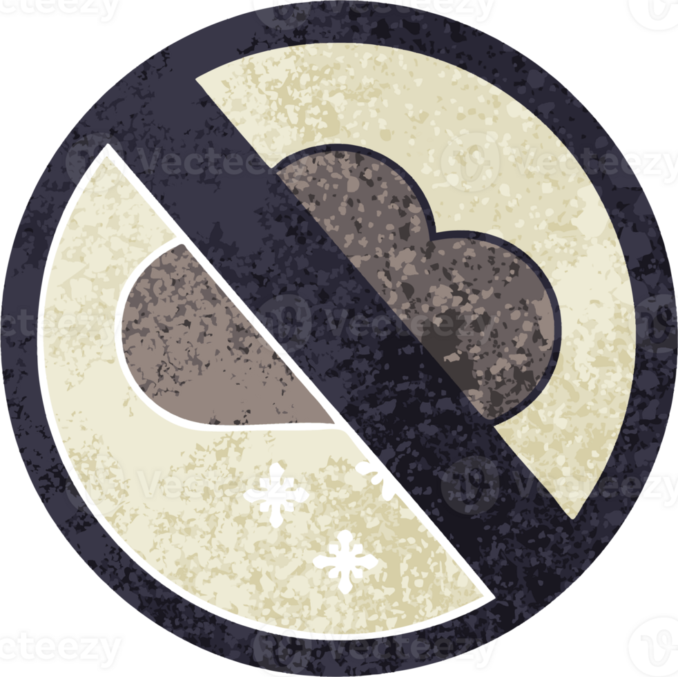retro illustration style cartoon of a snow cloud warning sign png