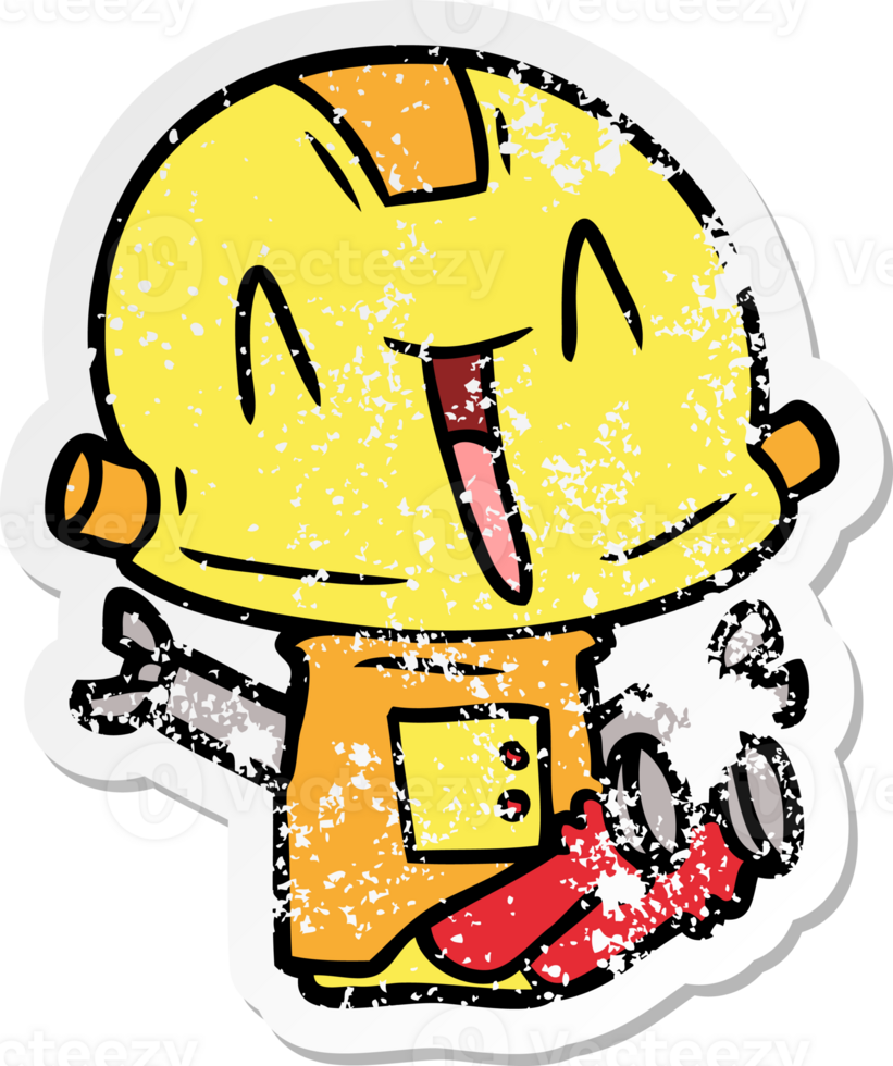distressed sticker of a cartoon robot png