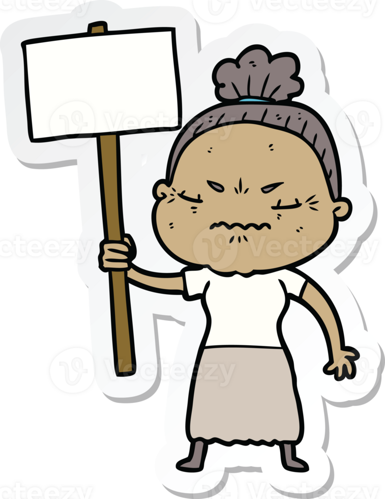 sticker of a cartoon annoyed old lady png