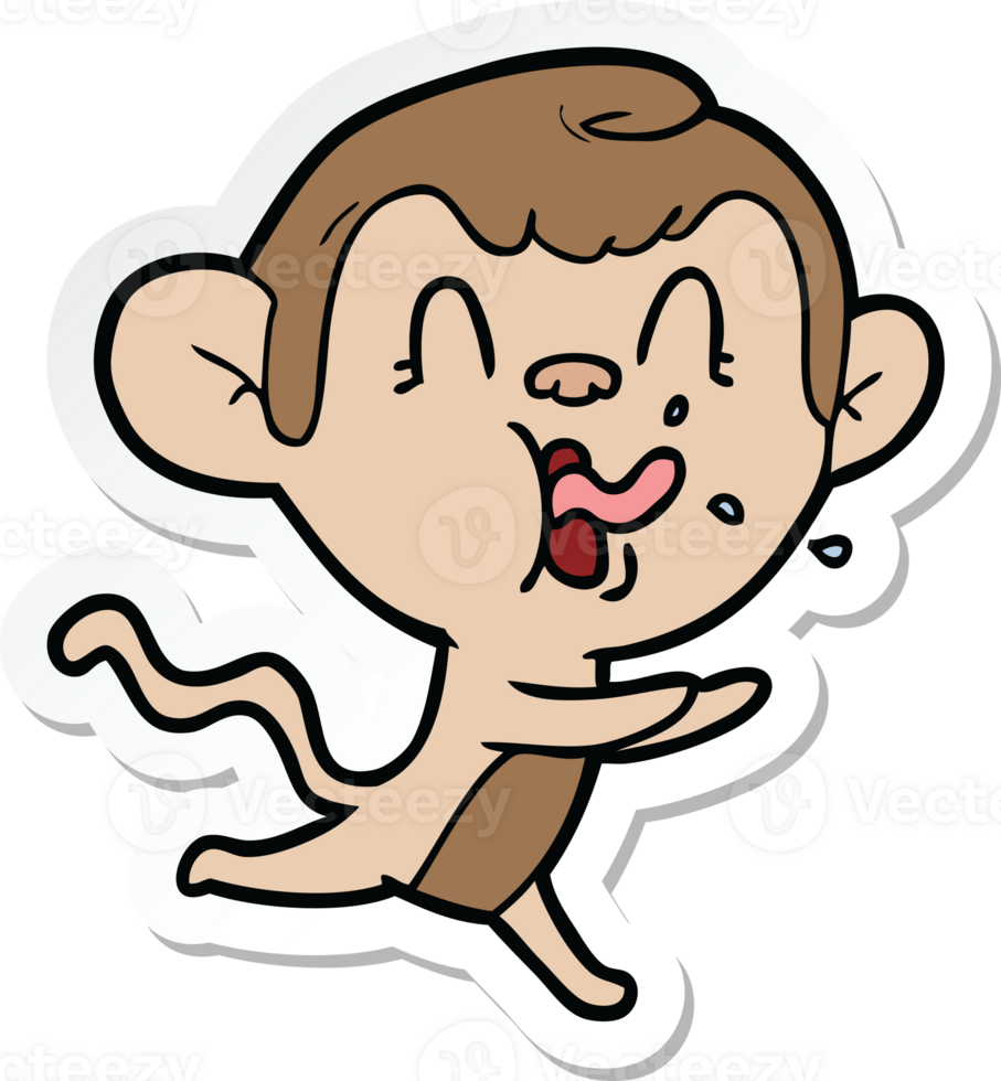 sticker of a crazy cartoon monkey png
