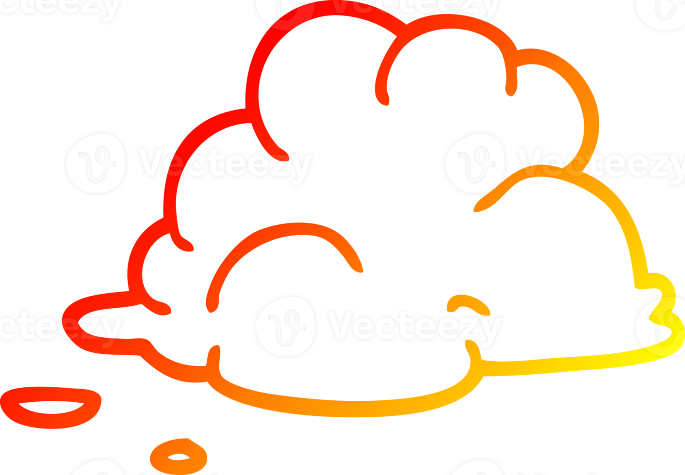 warm gradient line drawing of a cartoon storm cloud png