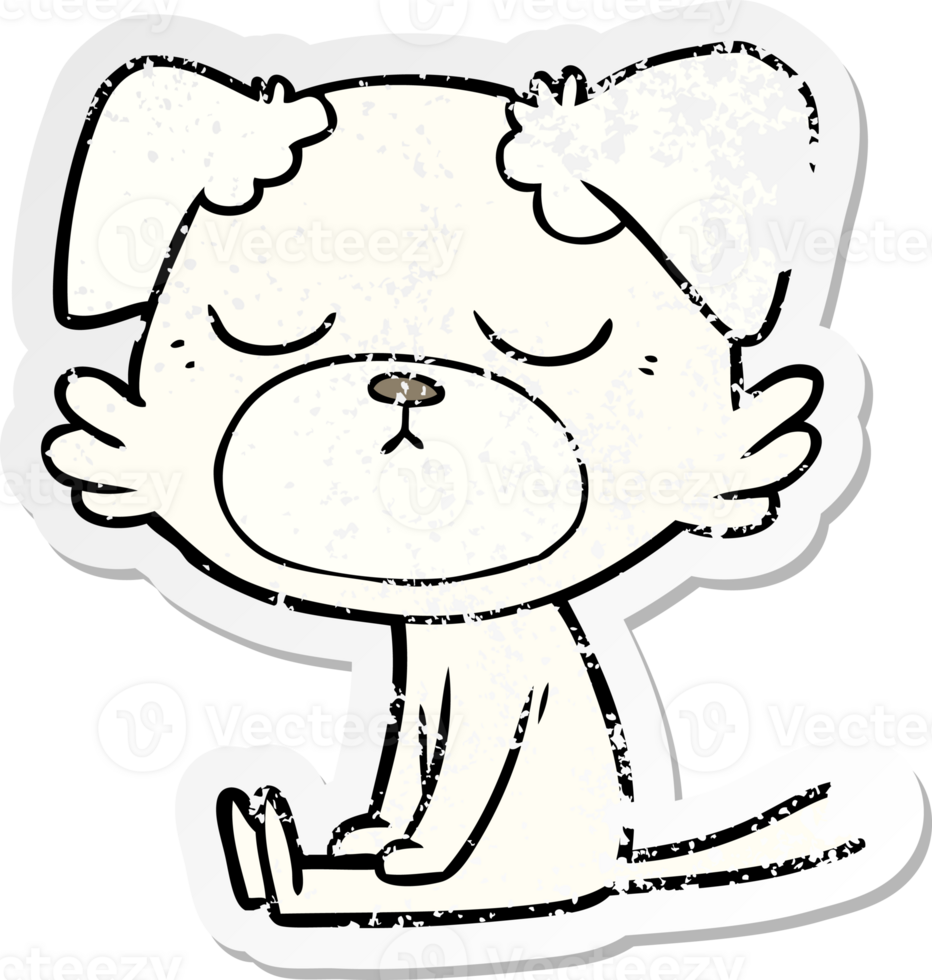 distressed sticker of a cute cartoon dog png