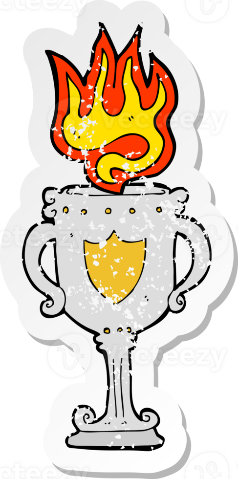 retro distressed sticker of a cartoon trophy png