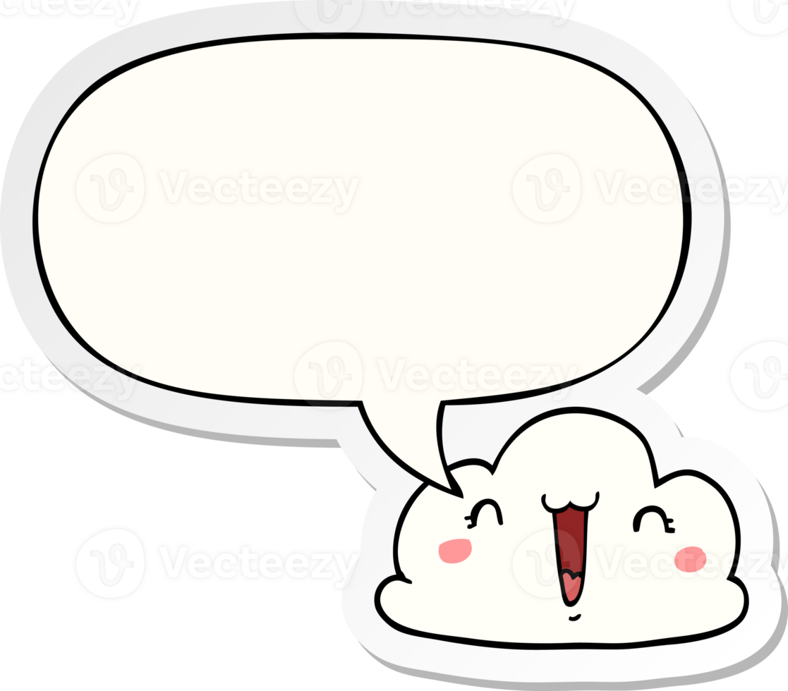 cute cartoon cloud with speech bubble sticker png