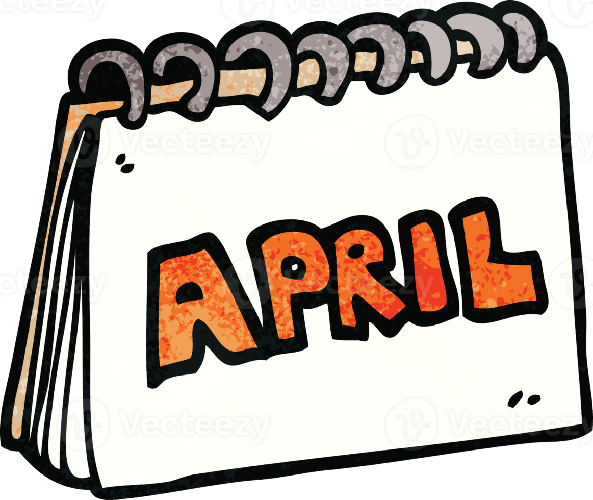 cartoon doodle calendar showing month of april png