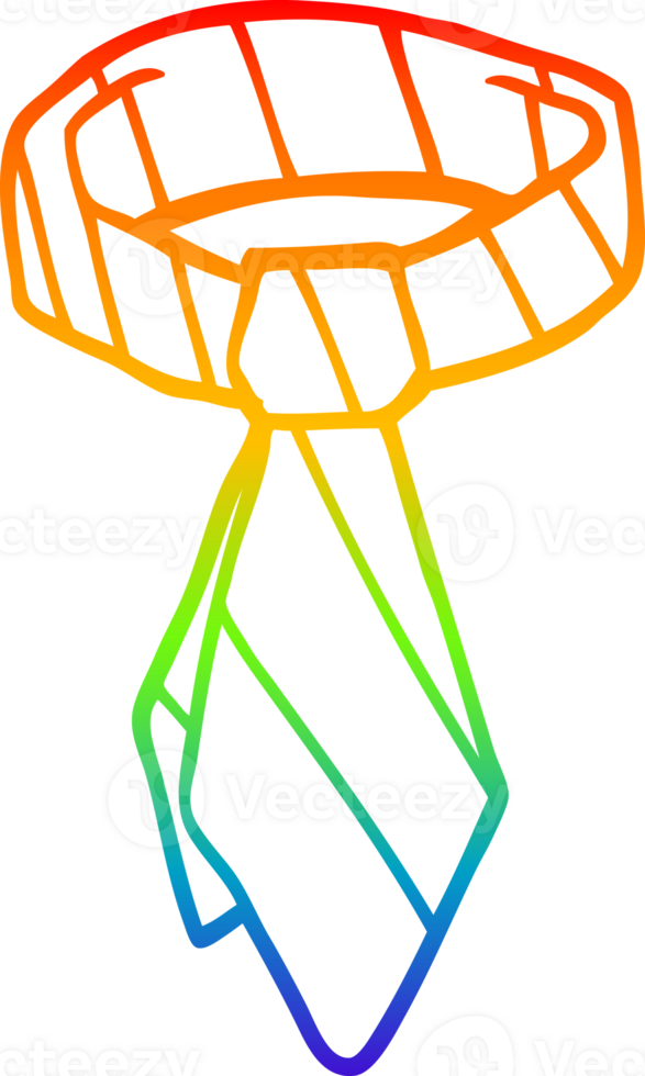 rainbow gradient line drawing of a cartoon tie png