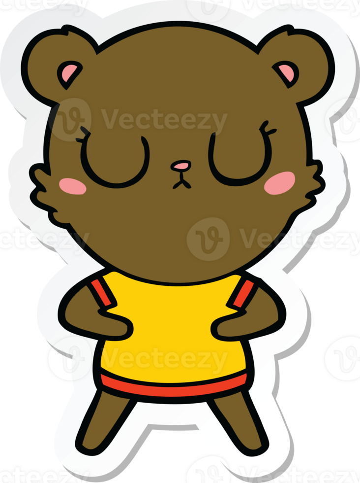 sticker of a peaceful cartoon bear png