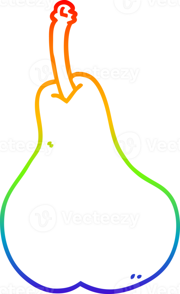 rainbow gradient line drawing of a cartoon pear png