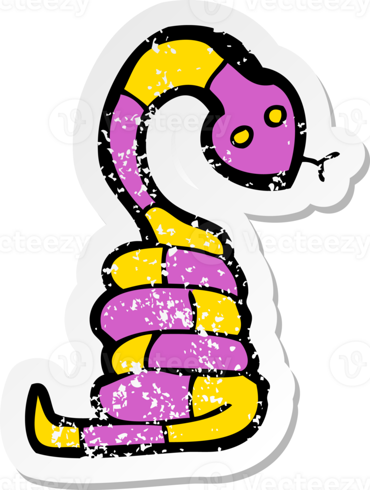 retro distressed sticker of a cartoon snake png