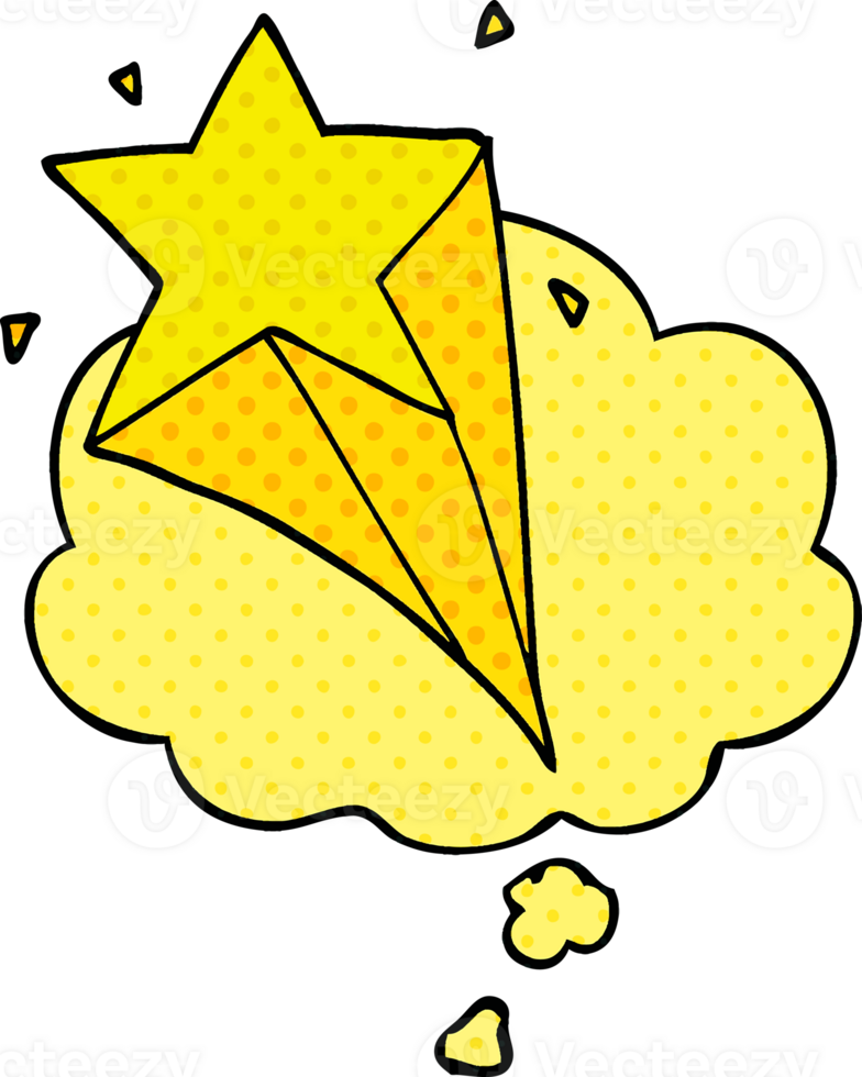 cartoon star with thought bubble in comic book style png