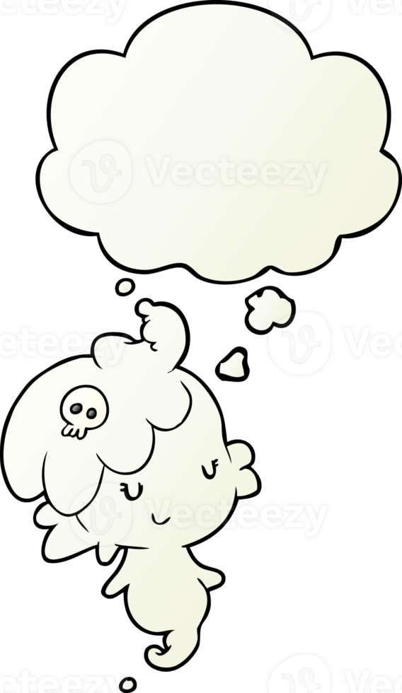 cartoon ghost with thought bubble in smooth gradient style png