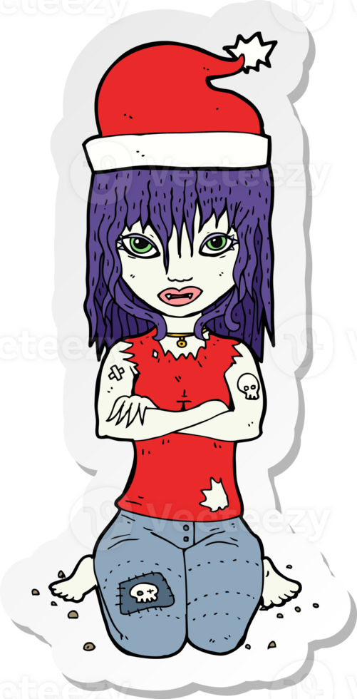 sticker of a cartoon christmas vampire png
