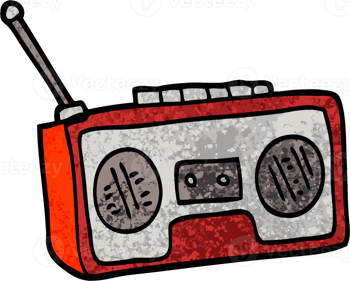 grunge textured illustration cartoon radio player png