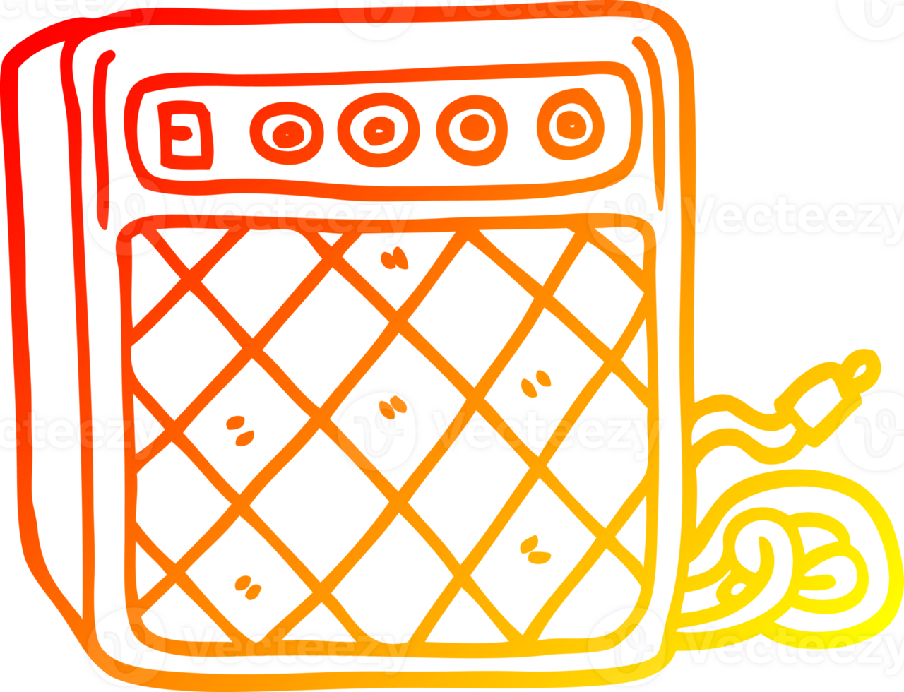 warm gradient line drawing of a cartoon retro speaker system png