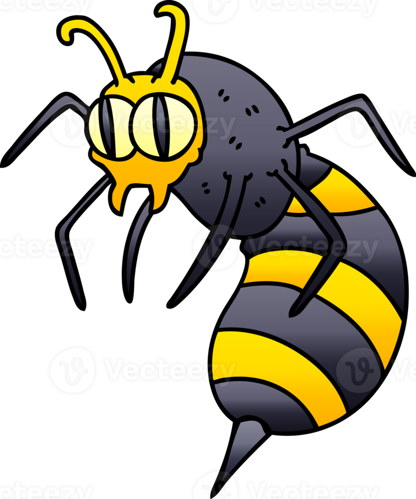 gradient shaded quirky cartoon wasp png