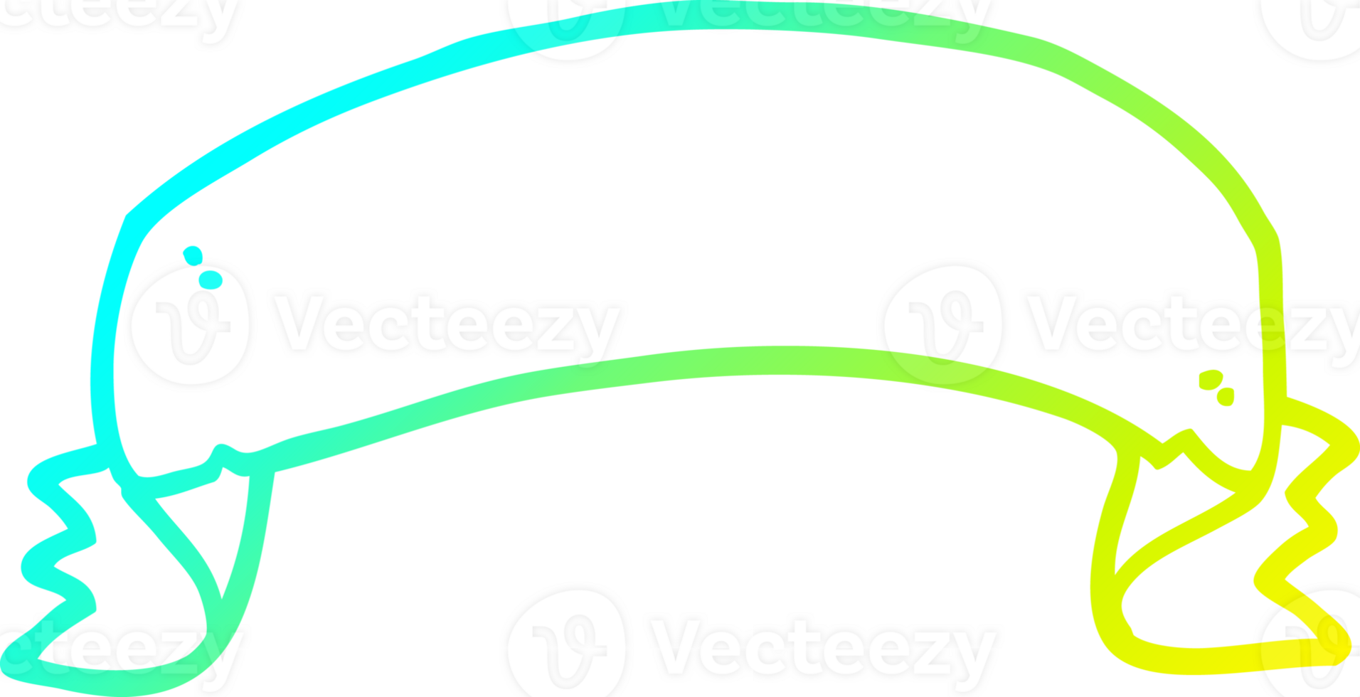 cold gradient line drawing of a cartoon scroll banner png
