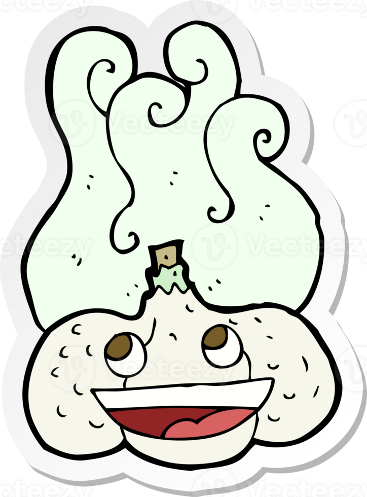 sticker of a cartoon happy garlic png