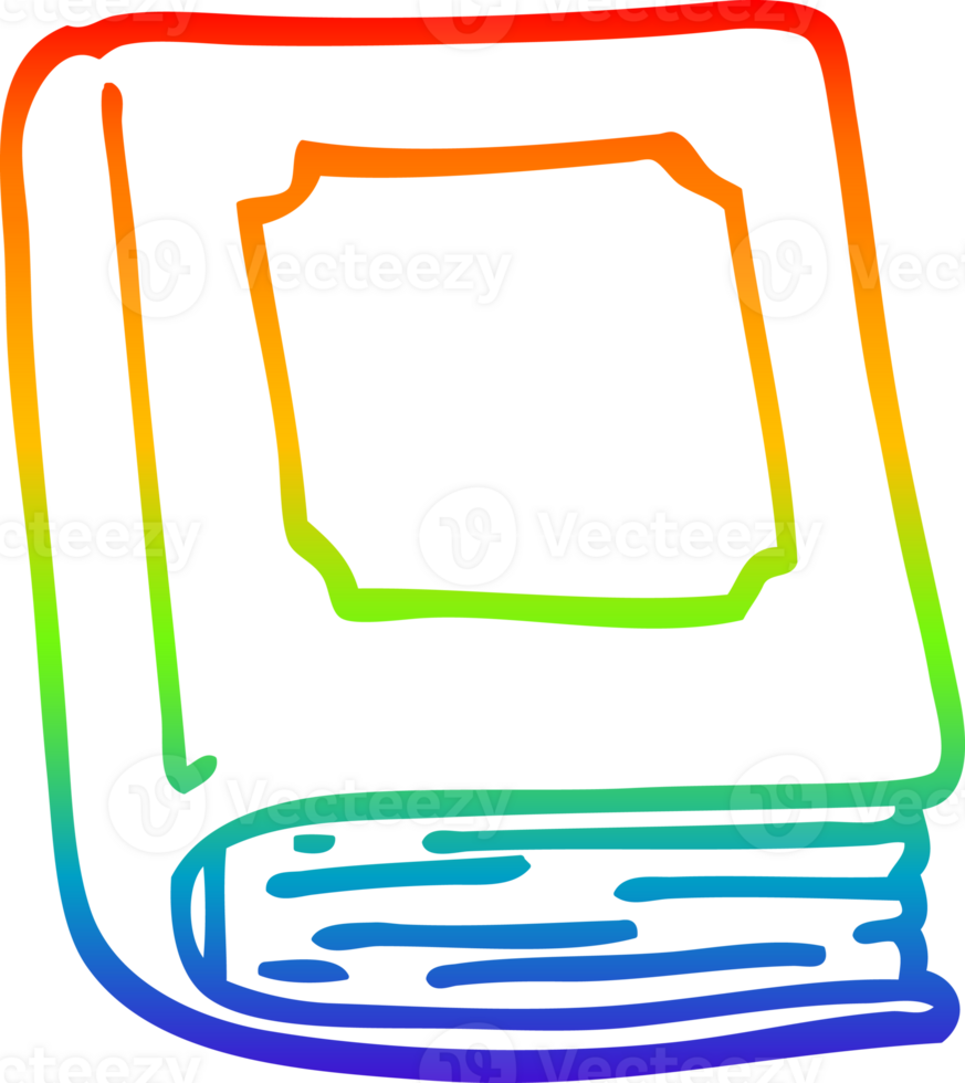 rainbow gradient line drawing of a cartoon closed book png