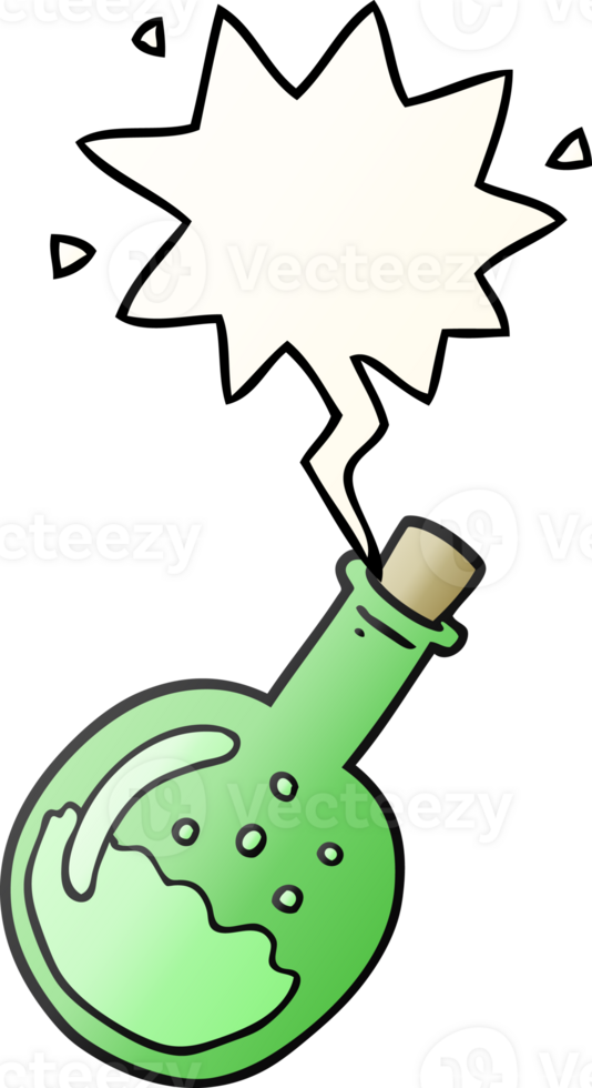 cartoon potion with speech bubble in smooth gradient style png