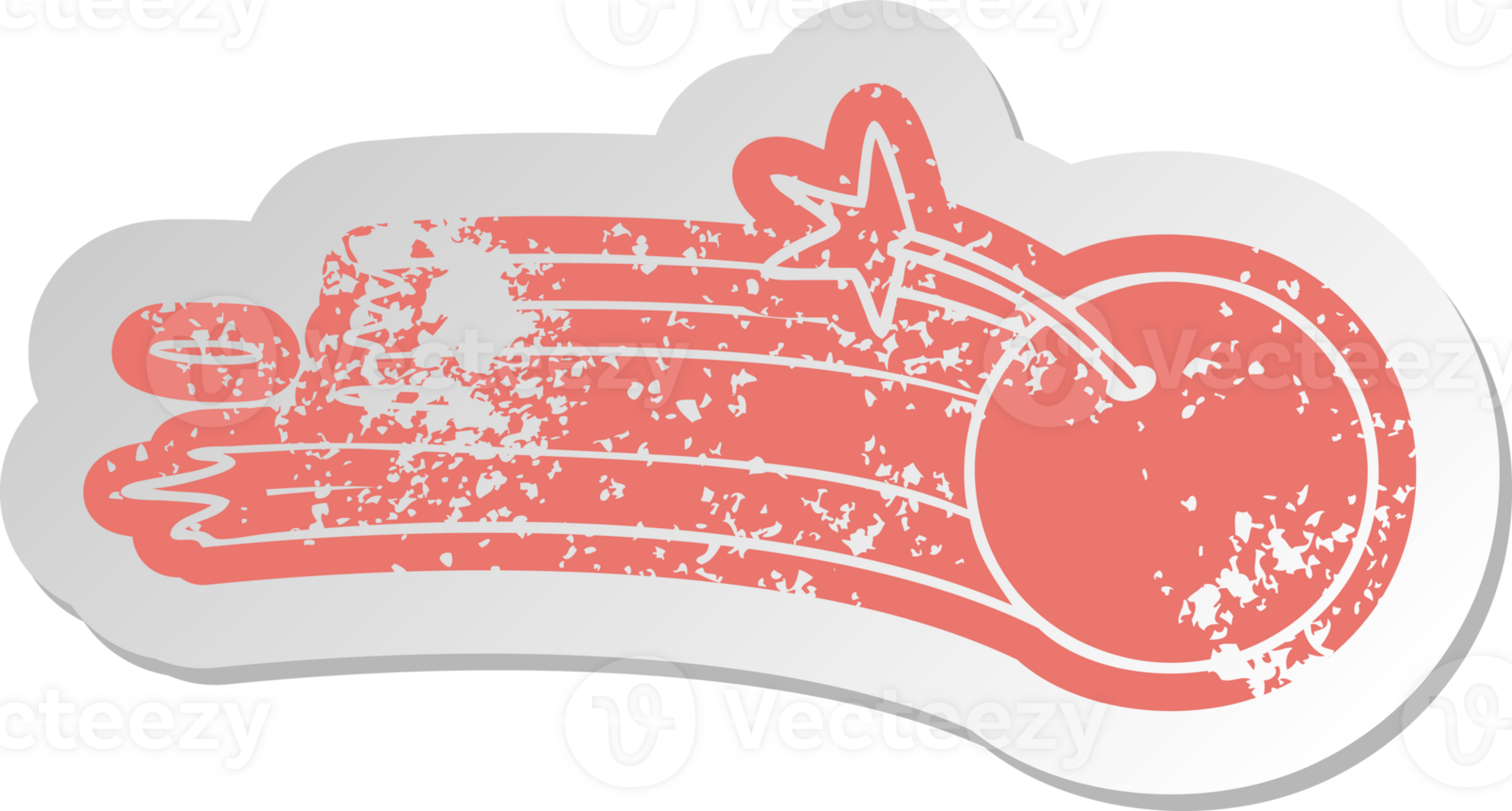 distressed old cartoon sticker of a lit bomb png