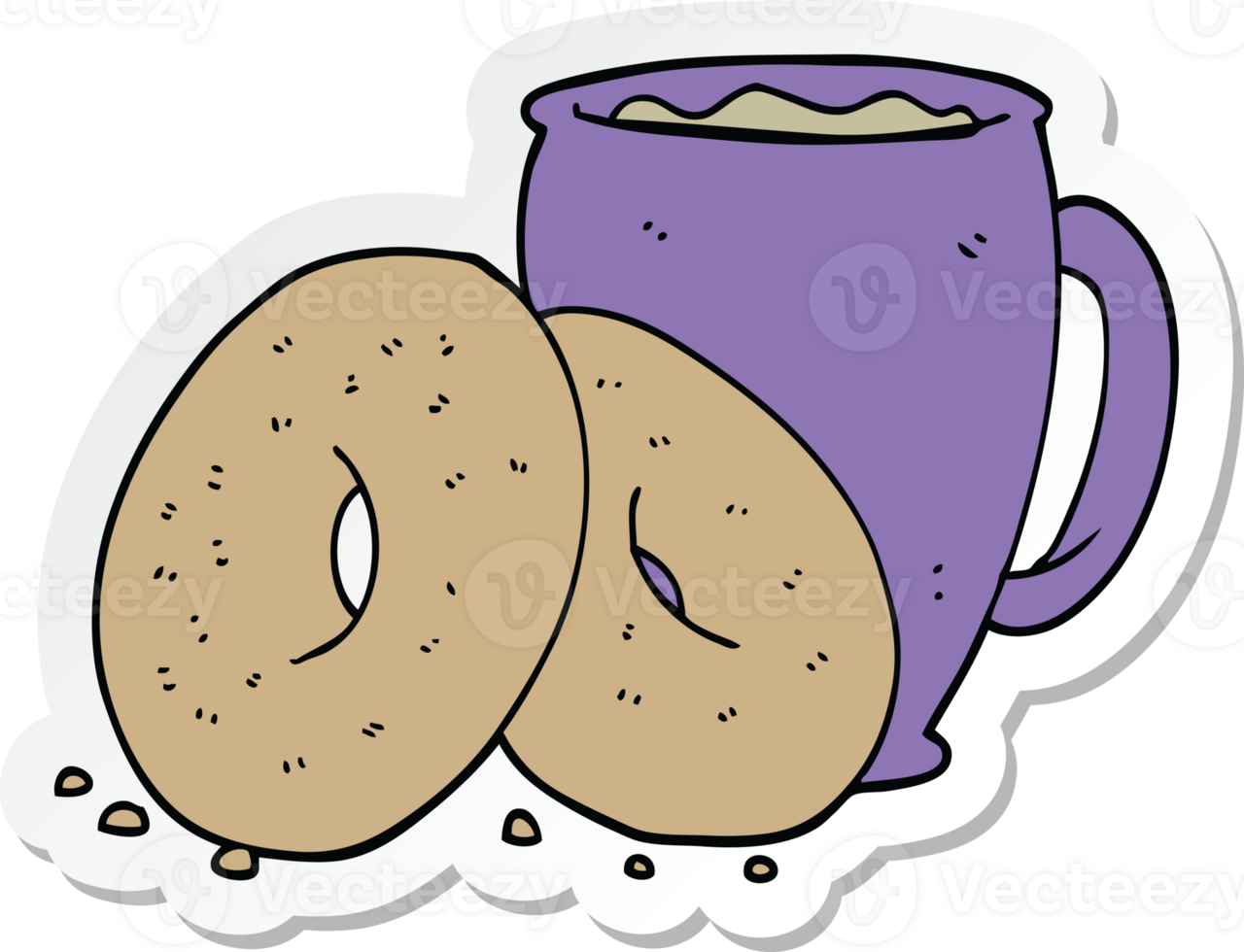 sticker of a cartoon coffee and donuts png