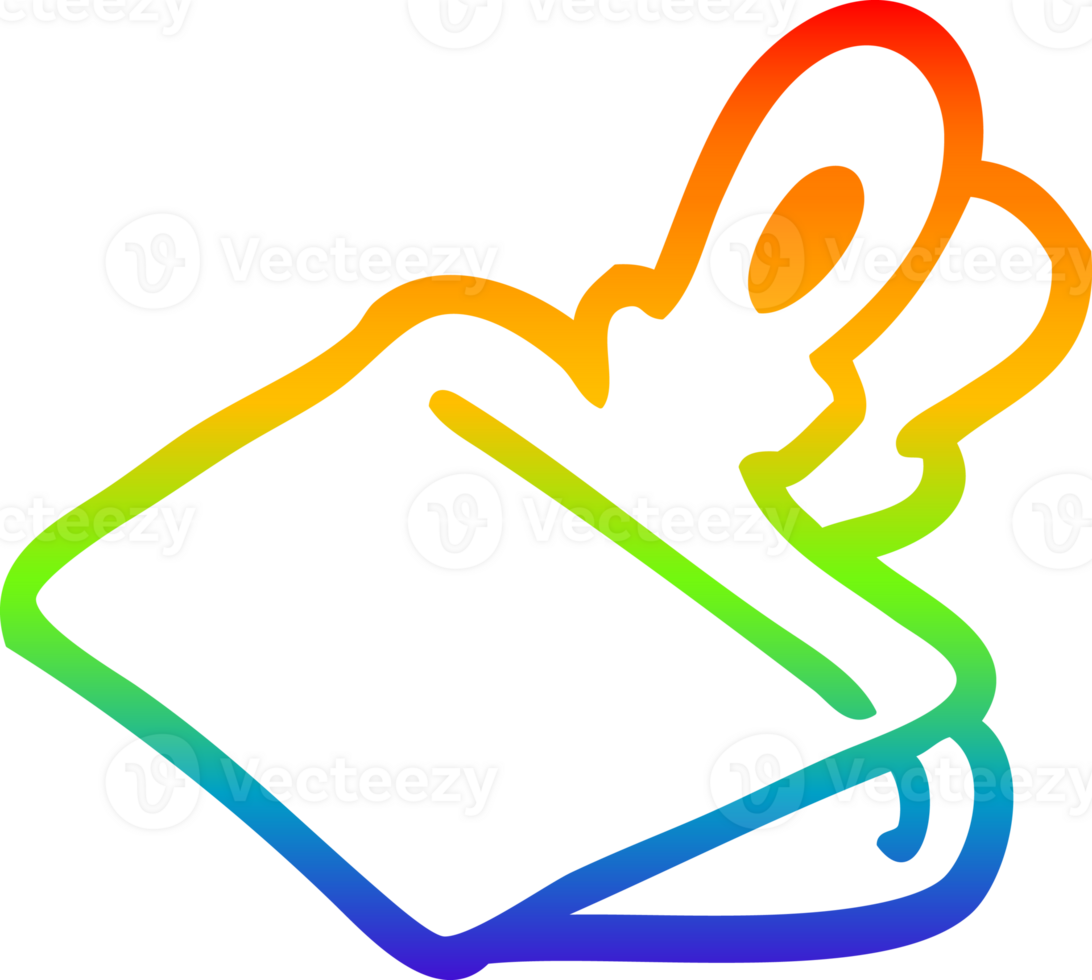rainbow gradient line drawing of a cartoon paper clip png