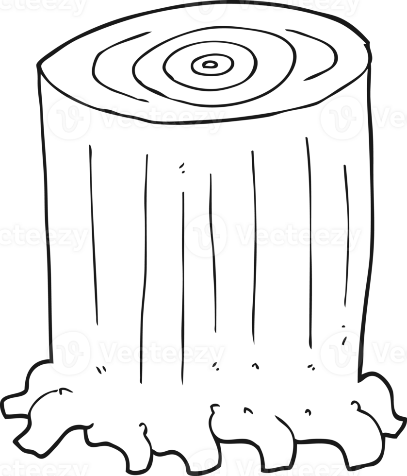 drawn black and white cartoon tree stump png