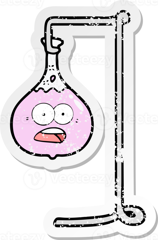 distressed sticker of a cartoon science experiment png
