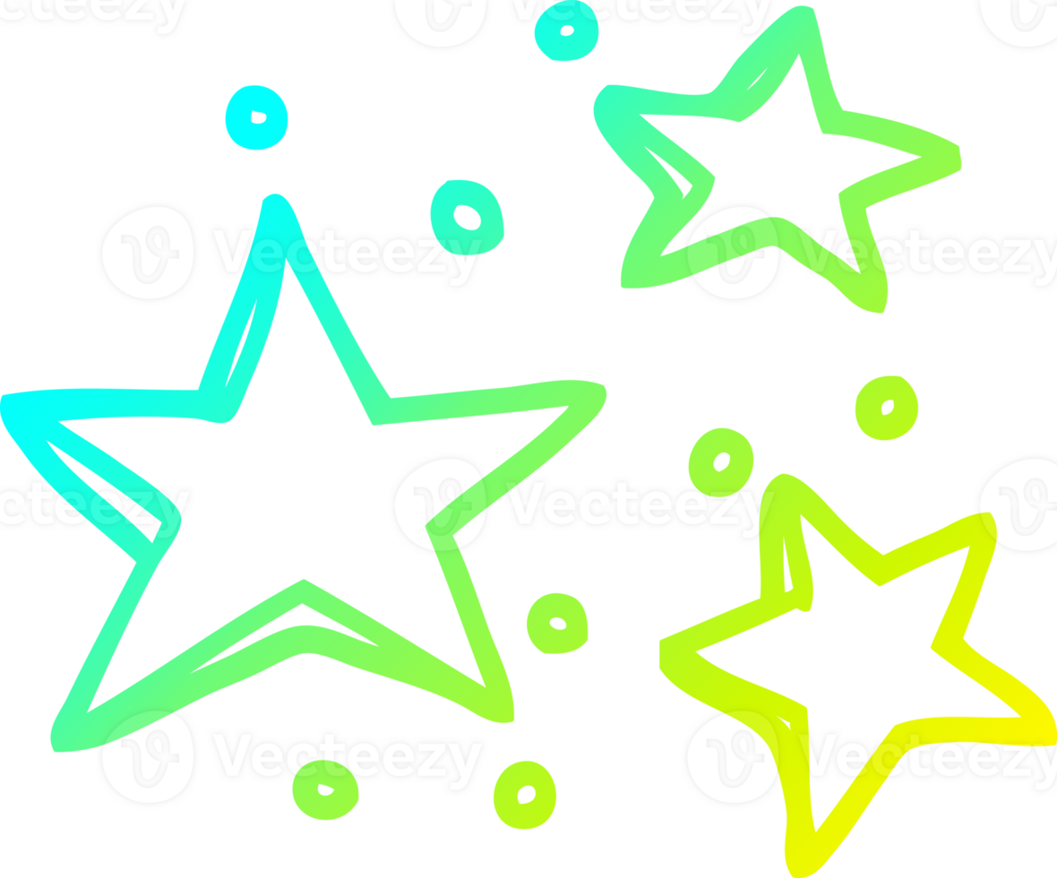 cold gradient line drawing of a cartoon decorative stars png