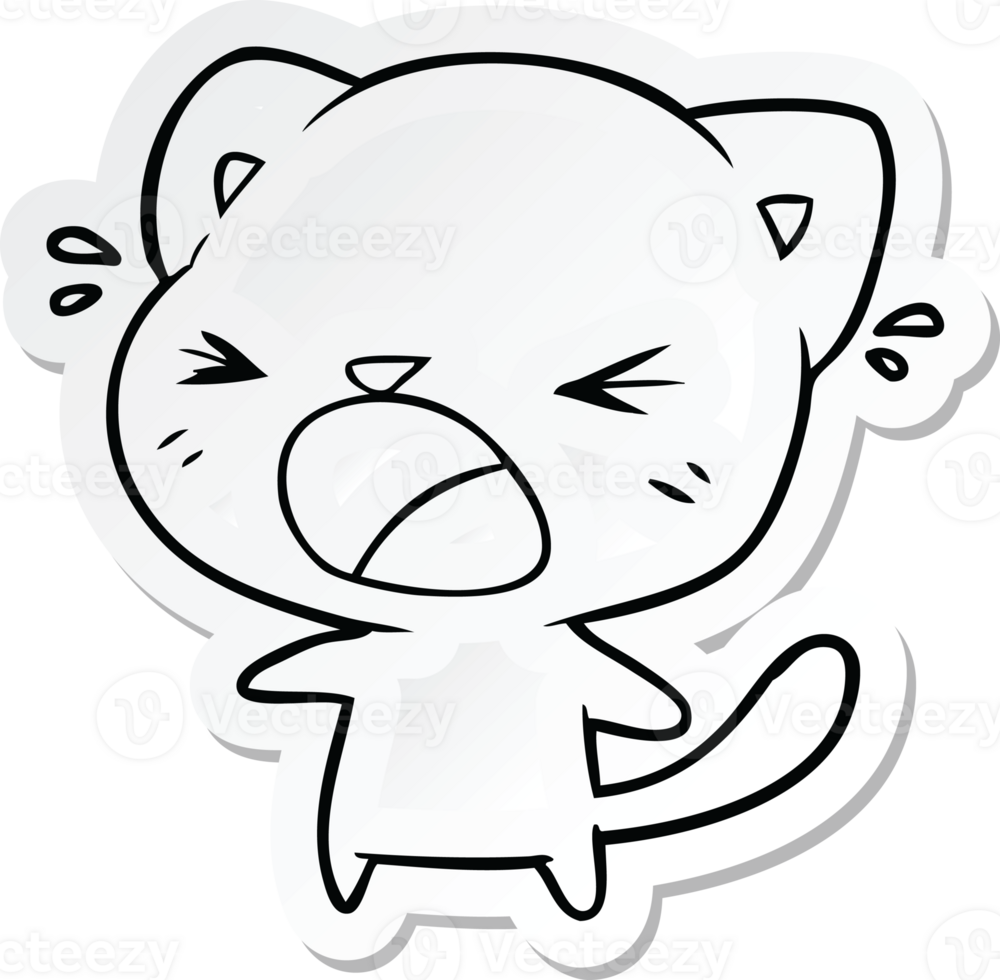 sticker of a cartoon cat crying png